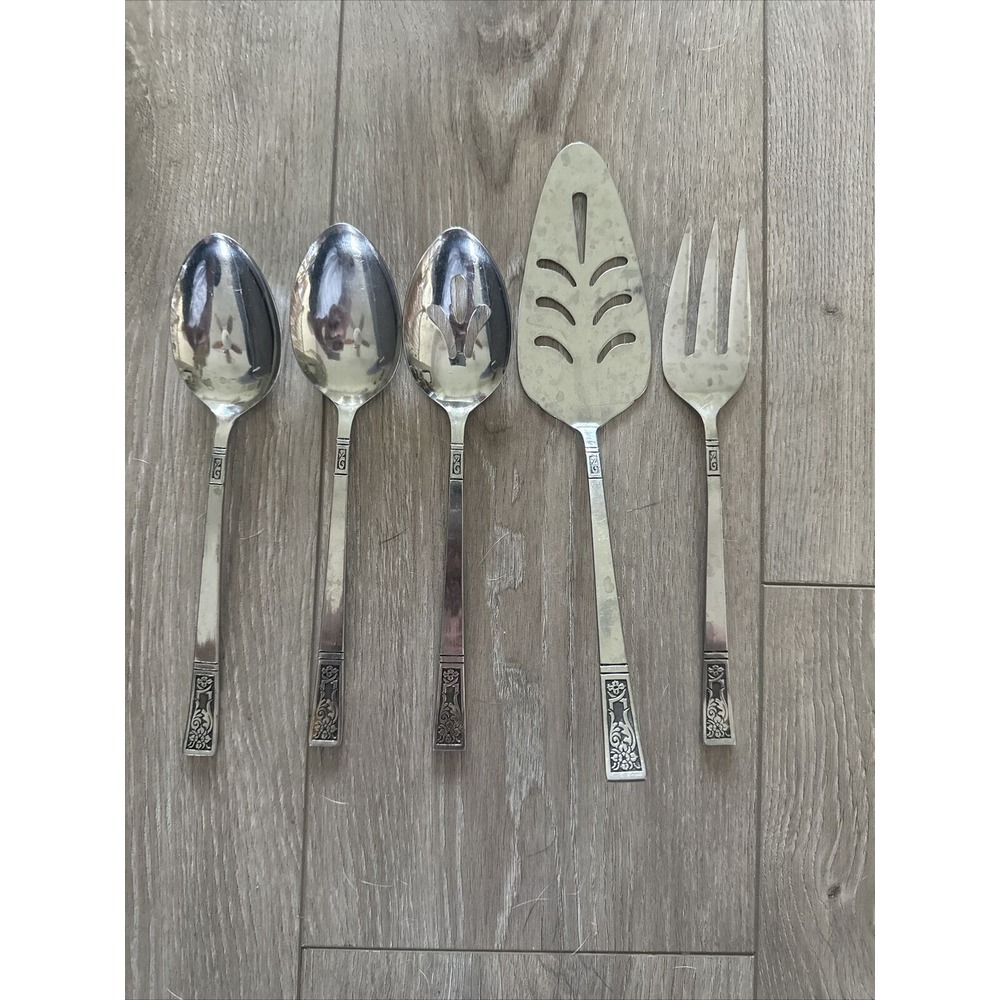 5 PCs ECKO‎ Eterna SANTA CLARA Stainless Steel Flatware Silverware Serving Set